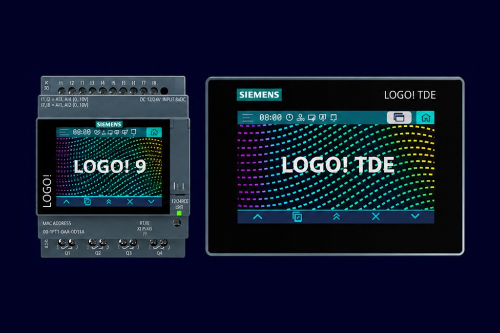 Siemens LOGO! logic module and display on DIN rail